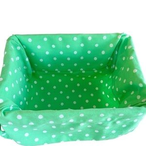 Pottery Barn Basket Liner Mint Green with White Polka Dots Polyester Teen Dorm
